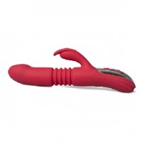 Thrusting Vibrator. 12 Thrusting & 12 Vibrating Functions, Heating, Silicone, Rechargeable, RED